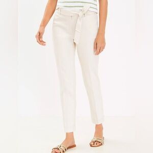 LOFT Cream Tie-Waist Pants